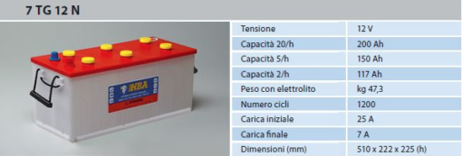 Batteria Piastra Corazzata Tubolare NBA 7TG12N C20 200Ah 12V X Fotovoltaico 1200cicli