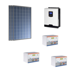 Kit Solare Isola 1050Wp Inverter 220V 1Kw 12V regolatore mppt batteria condesatori 1,5Kwh Pannelli 350W Policristallini