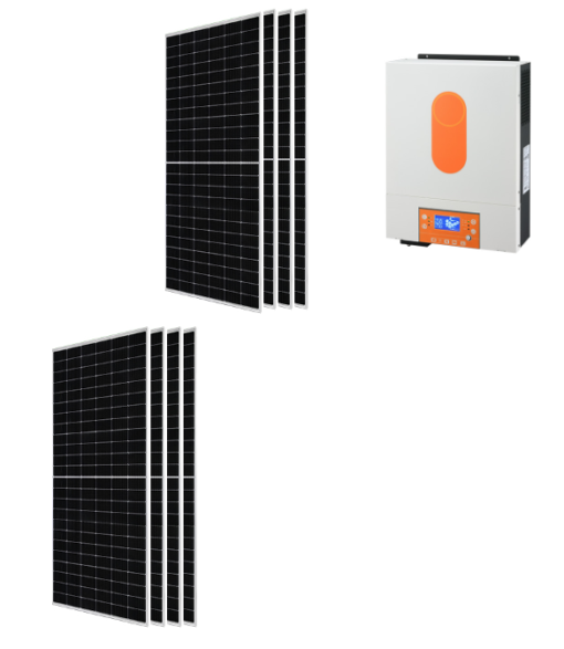 Kit Solare Isola Baita 3,4kwp Inverter 4KW con regolatore 5Kwp 120A mppt Range 60-450V Modulo Monocristallino 425W Trina Solar vertex