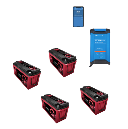 Kit Caricabatterie Victron Energy Blue Smart IP22 12V 30A 1 uscita + batterie Zenith 12V 640Ah