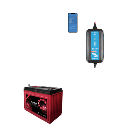 Kit Caricabatterie Victron energy Blue Smart IP65 12V 15A IP65 BPC121531064R Batteria Agm 140Ah zenith