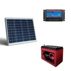 Kit Regolatore di carica BlueSolar 5A PWM-Light 12/24V Victron Energy SCC010005000 + pannello 50Wp + batteria 100A