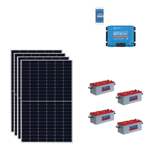 KIT Baita 1980W 2Kw Pannello Solare SHARP 330W 24V HALF CELL + Regolatore Victron SmartSolar 35A SCC115035210 + Batterie 200Ah