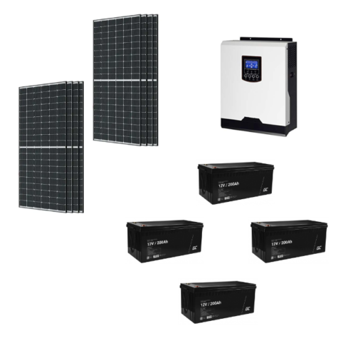 KIT Ibrido 3KWp Inverter 3KWh Batterie Agm 200Ah Deep Cycle Pannello Solare Sharp 330W 24V Fotovoltaico