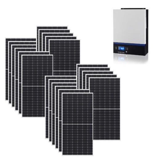 Kit Ibrido 8Kwp Inverter 7,2Kw pannelli 450Wp monocristallini Full Black HALF CELL