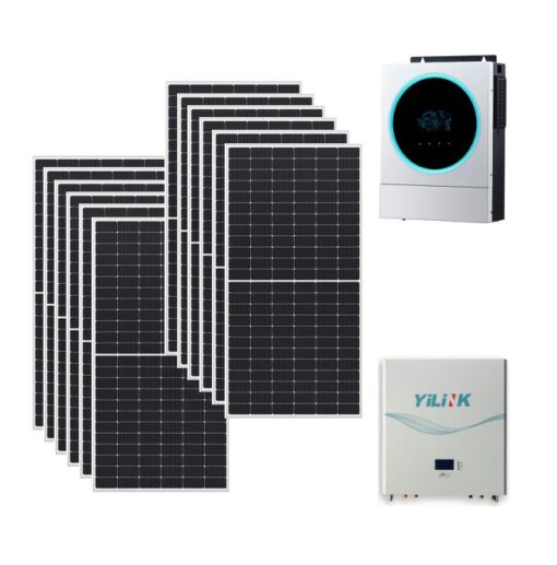 Kit 6Kwp Pannello Solare Munchen 500Wp Monocristallino di gamma Inverter 5Kwh con regolatore + Batteria litio 4,8Kwh