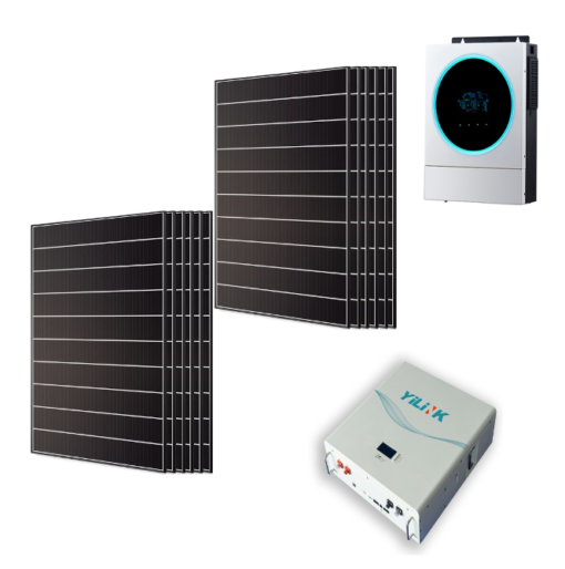 Kit 5Kwp Pannello Solare Hyundai 410Wp Monocristallino mezza cella cell top di gamma + BATTERIE LITIO + Inverter 5600Wh