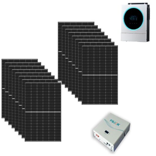 Kit 4Kwp Pannello Solare longi solar 450Wp Monocristallino Inverter 5Kwh con regolatore + Batteria litio 4,8Kwh