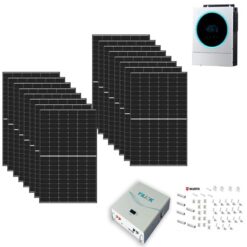 Kit 4Kwp Pannello Solare longi solar 450Wp Monocristallino Inverter 5Kwh con regolatore + Batteria litio 4,8Kwh + Staffe tetto