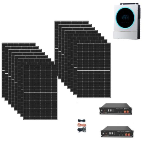 Kit 3,6Kwp Pannello Solare Munchen 450Wp Monocristallino di gamma Inverter 5Kwh con regolatore + Batteria litio 4,8Kwh pylontech