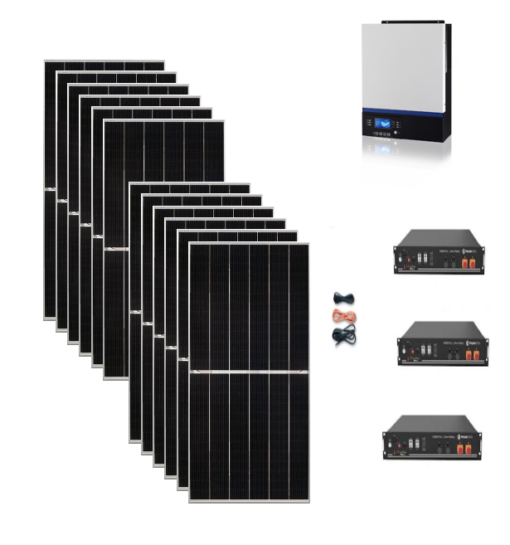 Kit 6,5Kwp Pannello Solare Jinko 545Wp Monocristallino Inverter 7,7Kwh con regolatore + Pylontech Batteria litio 10,5Kwh