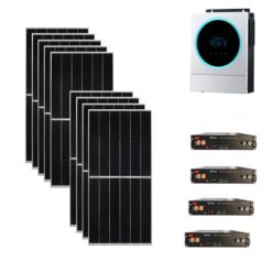 Kit 4,9Kwp Pannello Solare Jinko 545Wp Monocristallino Inverter 5,6Kwh con regolatore + Batteria litio 9,6Kwh