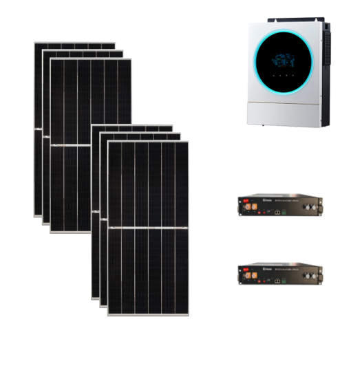 Kit 3,2Kwp Pannello Solare Jinko 545Wp Monocristallino Inverter 5,6Kwh con regolatore + Batteria litio 4,8Kwh