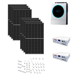 Kit 3,2Kwp Pannello Solare Trina Solar 400Wp Monocristallino Inverter 5Kwh con regolatore + Batteria litio 9,6Kwh + staffe