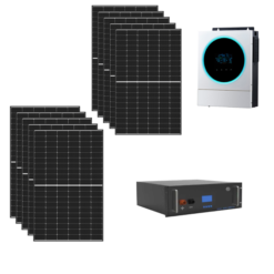 Kit 4,8Kwp Pannello Solare Trina Solar 405Wp Monocristallino Inverter 5Kwh con regolatore + Batteria Condesatori 5,5Kwh