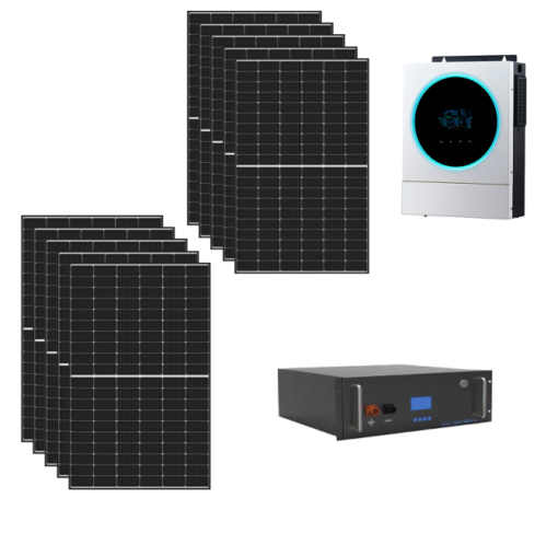 Kit 4,8Kwp Pannello Solare Trina Solar 405Wp Monocristallino Inverter 5Kwh con regolatore + Batteria Condesatori 5,5Kwh