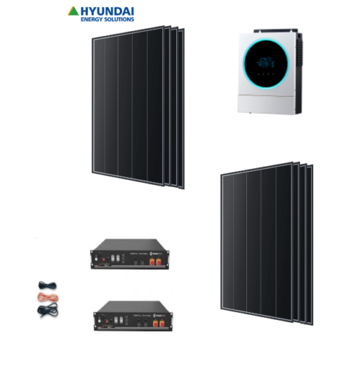 Kit 5,2Kwp Pannello Solare Hyundai HiE-S435HG 435Wp Monocristallino mezza cella cell top di gamma + BATTERIE LITIO + Inverter 5600Wh