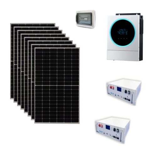 Kit Autoconsumo 3Kwp Pannello Solare TRINA 400Wp Monocristallino Inverter 5,6Kwh con regolatore + Batteria litio 9,6Kwh + Quadro di campo