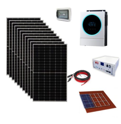 Kit Autoconsumo 5,6Kwp Pannello Solare TRINA 400Wp Monocristallino Inverter 5,6Kwh con regolatore + Batteria litio 4,8Kwh + cavi + quadro di campo + staffe