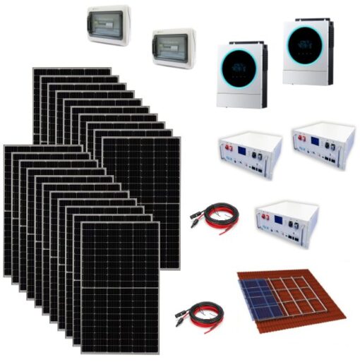 Kit Autoconsumo 11Kwp Pannello Solare TRINA 400Wp Monocristallino Inverter 5,6Kwh con regolatore + Batteria litio 14,4Kwh + cavi + quadro di campo + staffe