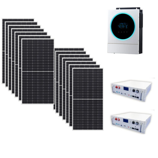 Kit 5,2Kwp Autoconsumo Pannello Solare Munchen 375Wp Monocristallino di gamma Inverter 5,6Kwh con regolatore + Batteria litio 9,6Kwh