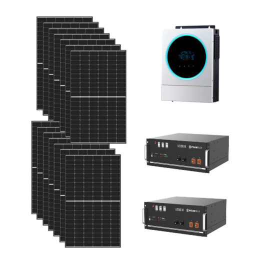 Kit 6Kwp Pannello Solare Munchen 375Wp Monocristallino di gamma Inverter 5Kwh con regolatore + Nuova Batteria litio 9,6Kwh pylontech US5000