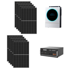 Kit 5Kwp Pannello Solare Munchen 410Wp Monocristallino di gamma Inverter 5,6Kwh con regolatore + Nuova Batteria litio 4,8Kwh pylontech US5000