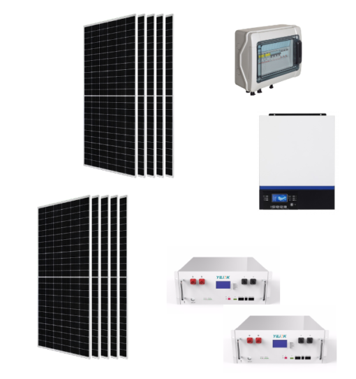 Kit Autoconsumo 6,5Kwp Pannello Solare JA SOLAR 545Wp Monocristallino Inverter 7,2Kwh con regolatore + Batteria litio 9,6Kwh + Quadro di campo