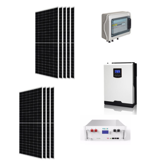 Kit Autoconsumo 4,9Kwp Pannello Solare JA SOLAR 545Wp Monocristallino Inverter 5Kwh con regolatore + Batteria litio 4,8Kwh + Quadro di campo