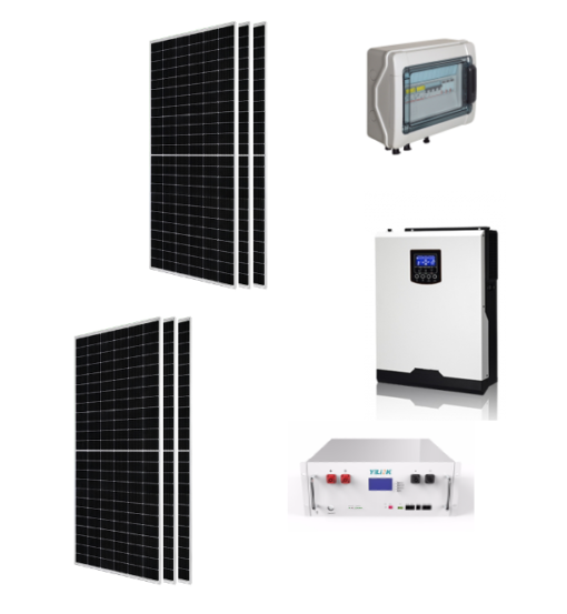 Kit Autoconsumo 3,2Kwp Pannello Solare JA SOLAR 545Wp Monocristallino Inverter 5Kwh con regolatore + Batteria litio 4,8Kwh + Quadro di campo