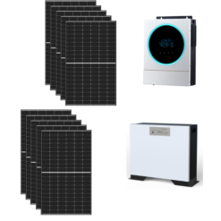 Kit Off grid autoconsumo 3,4Kwp Pannello Solare Trina Solar 425Wp Monocristallino di gamma Inverter 5,6Kwh con regolatore + Batteria litio 5,2Kwh Voltronic LIO II 4810