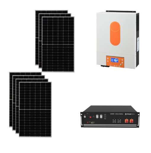 Kit Off grid autoconsumo 3Kwp Pannello Solare Trina Solar 425Wp Monocristallino di gamma Inverter 6Kwh con regolatore + Batteria litio Pylontech us5000 5KWh