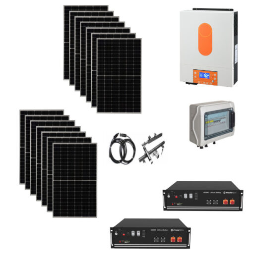 Kit Off grid autoconsumo 6Kwp Completo Sraffe Pannello Solare Trina Solar 425Wp Monocristallino di gamma Inverter 6Kwh con regolatore + Batteria litio Pylontech us5000 10KWh