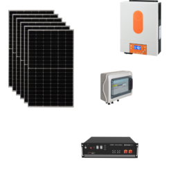 Kit Off grid autoconsumo 3Kwp Pannello Solare Longi Solar 500Wp Monocristallino di gamma Inverter 6Kwh con regolatore + Batteria litio Pylontech us5000 5KWh + QUADRO