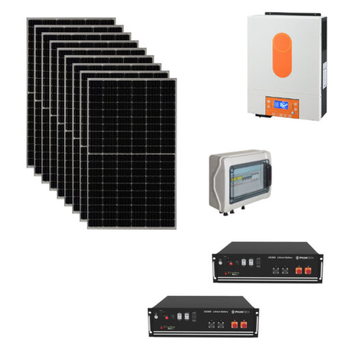 Kit Off grid autoconsumo 4Kwp Pannello Solare Made in Italy 465Wp Monocristallino di gamma Inverter 6Kwh con regolatore + Batteria litio Pylontech us5000 10KWh + QUADRO