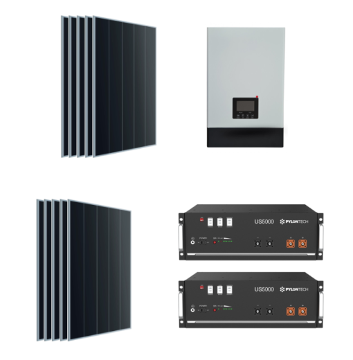 Kit Off grid autoconsumo 55Kwp Pannello Solare 550Wp Bifacciale Monocristallino di gamma Inverter 5Kwh con regolatore Batteria litio Pylontech us5000 10KW