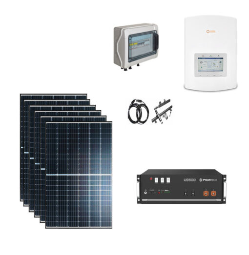 KIT Ibrido Solare 3Kwp Moduli LONGI 500Wp Inverter SOLIS MONOFASE + batteria Pylontech 5KWh Litio CEI021 + QUADRO + staffe tetto