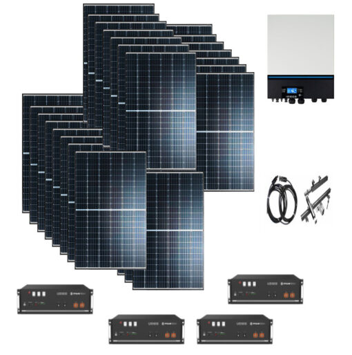 Kit OFF GRID Autoconsumo 10Kwp Pannello Solare LONGI 505Wp Monocristallino Inverter 11Kwh con regolatore + Batteria litio 20Kwh