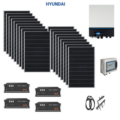 Kit OFF GRID Autoconsumo 7,5Kwp Pannello Solare HYUNDAI 420Wp Monocristallino Inverter 8Kwh con regolatore + Batteria litio 20Kwh