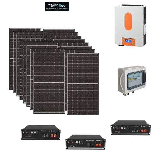 Kit Off grid autoconsumo 6Kwp Pannello Solare Jinko Tiger NEO 425Wp Monocristallino Inverter 6Kwh con regolatore + Batteria litio Pylontech us5000 15KWh