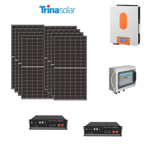 Kit Off grid autoconsumo 3Kwp Pannello Solare Trina Solar VERTEX 425Wp Monocristallino Inverter 5Kwh con regolatore 2 ingressi + Batteria litio Pylontech 10KWh