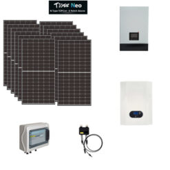 Kit Off grid autoconsumo 6Kwp Pannello Solare Jinko Tiger NEO 425Wp Monocristallino Inverter 5Kwh regolatore 2 ingressi + Batteria litio 150Ah 7,2Kwh + Ottimizzatore TIGO