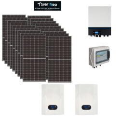 Kit Off grid autoconsumo 7,6Kwp Pannello Solare Jinko Tiger NEO 425Wp Monocristallino Inverter 5Kwh regolatore 2 ingressi + Batteria litio 150Ah 14,4Kwh