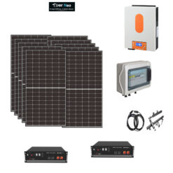 Kit Off grid autoconsumo 4,7Kwp Pannello Solare Jinko Tiger NEO 470Wp Monocristallino Inverter 6Kwh con regolatore + Batteria litio Pylontech 10Kwh + staffe tetto