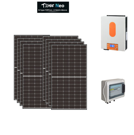 Kit Off grid autoconsumo 3Kwp Pannello Solare Jinko Tiger NEO 425Wp Monocristallino Inverter 6Kwh con regolatore