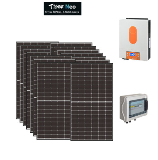 Kit Off grid autoconsumo 6Kwp Pannello Solare Jinko Tiger NEO 425Wp Monocristallino Inverter 6Kwh con regolatore