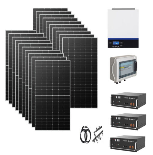 Kit Off grid autoconsumo 10,3Kwp Pannello Solare LONGI 575Wp LR5-72 HTH Hi-MO 6 EXPLORER Monocristallino di gamma Inverter 11Kwh con regolatore + Batteria litio Pylontech us5000 15KWh + QUADRO