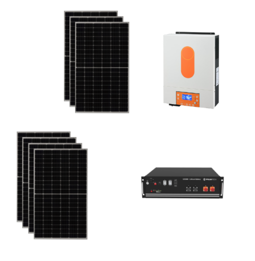 3Kwp Completo Staffe Pannello Solare Trina Solar 420Wp Monocristallino Inverter 6Kwh con regolatore + Batteria litio Pylontech us5000 5KWh