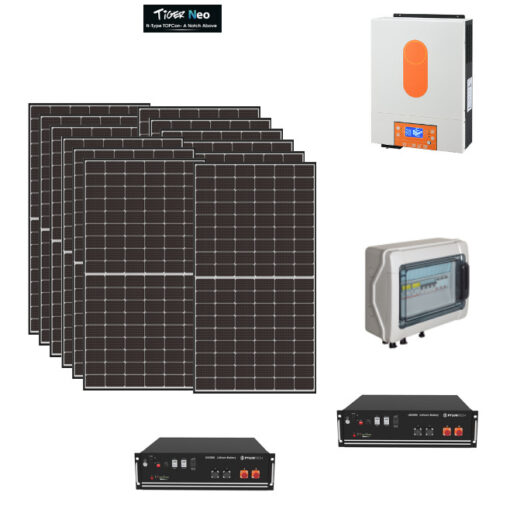 Kit Off grid autoconsumo 6Kwp Pannello Solare Jinko Tiger NEO 420Wp Monocristallino Inverter 6Kwh con regolatore + Batteria litio Pylontech us5000 10KWh