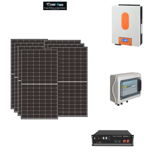 Kit Off grid autoconsumo 3Kwp Pannello Solare Jinko Tiger NEO 420Wp Monocristallino Inverter 6Kwh con regolatore + Batteria litio Pylontech us5000 5KWh